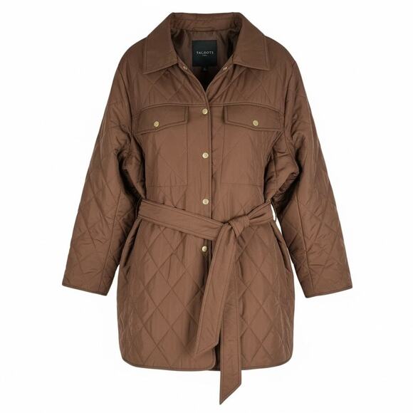 Talbots Jackets & Blazers - Talbots Belted Quilted Snap Button Shirt Jacket Brown Size 3X